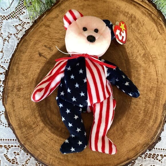 Ty Beanie  Sparkle The American Bear Pink Face Retired Birthday June 14, 1999 - Picture 9 of 12